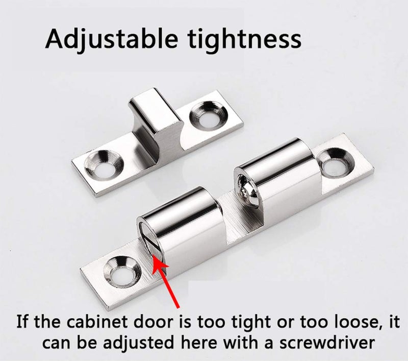 RuoFeng 70mm Furniture Cabinet Door Brass Dual Ball Roller Catch Latch 10 Pcs - Image 4